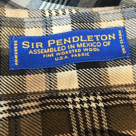 Sir Pendleton Shirt Men’s Plaid Button Down 100% Wool Medium Long Sleeve Casual - Picture 10 of 13